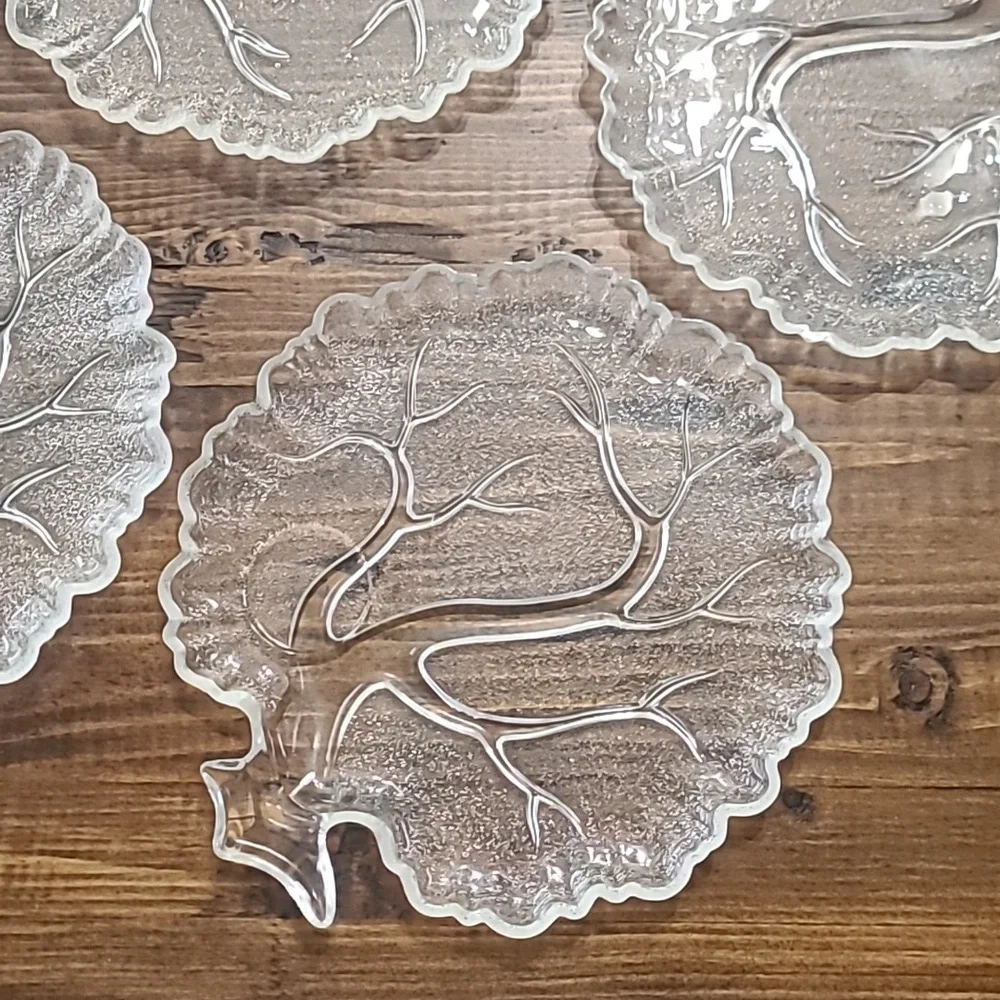 Vintage Hazel Atlas Tree Of Life Snack Tray Plate Only Set Of 4 - Picture 2 of 6